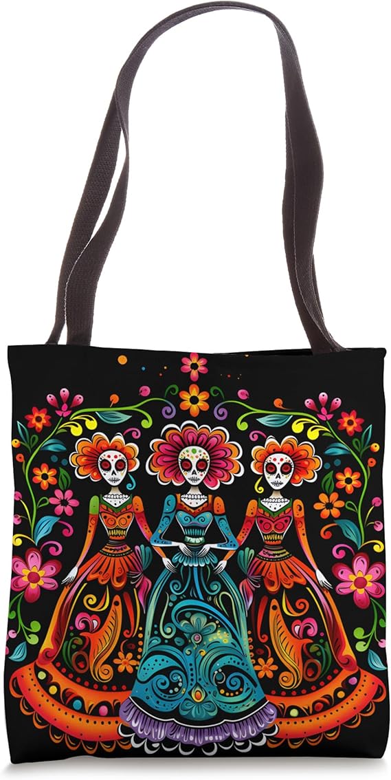 Day of the Dead Sugar Skull Three Women Mexican Festival Tote Bag - sugar skull handbags for sale
