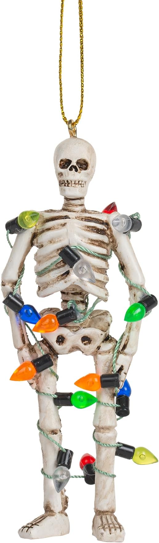 Scary Skeleton Wrapped in Lights Halloween Skull Christmas Tree Ornament - sugar skull christmas ornament