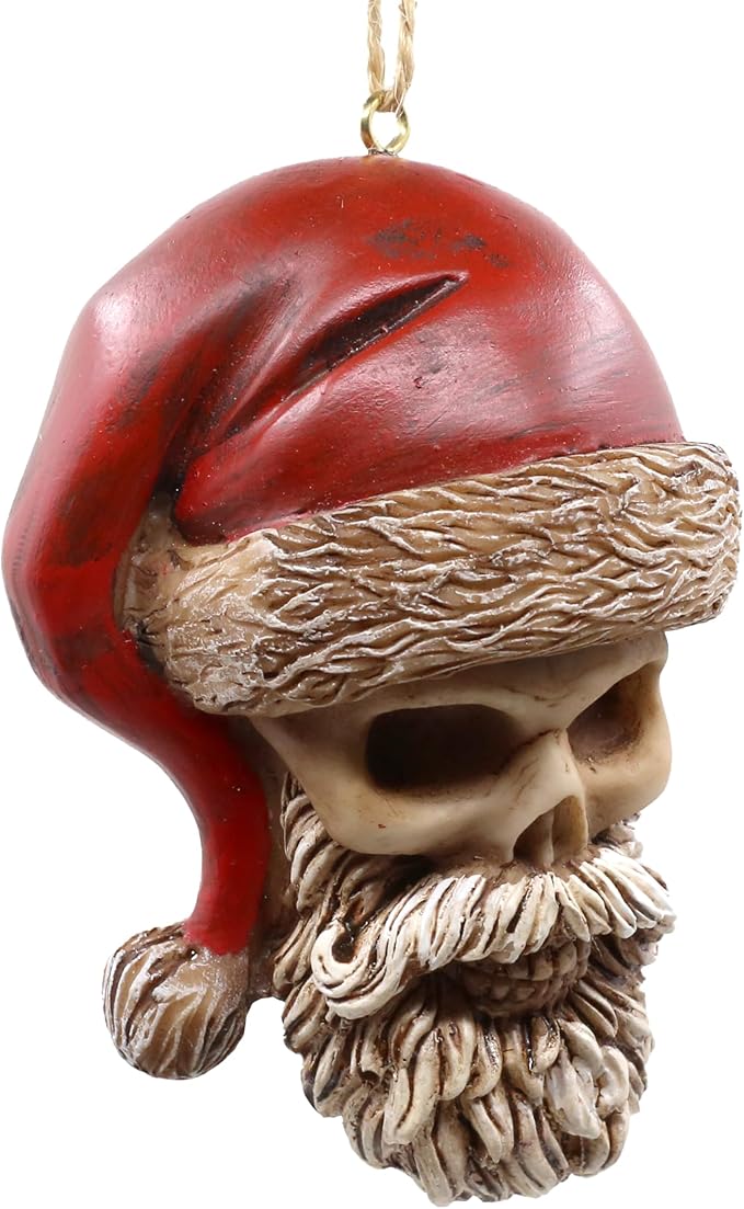 Skull Christmas Tree Ornament | 3'' Resin Funny Holiday Decor | Ideal Gift for Secret Santa or White Elephant Gift Exchange - sugar skull christmas ornament