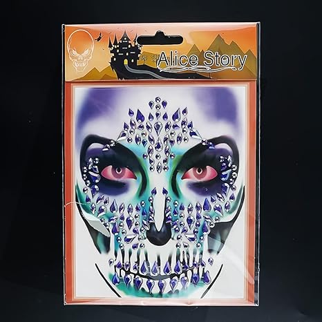 Halloween Face Jewels Stickers Sugar Skull Face Gems Stickers Day of The Dead Face Rhinestone Crystals Stickers Festival Rave Temporary Tattoos Face Gems Stick on for Halloween Cosplay Party - sugar skull temporary tattoo