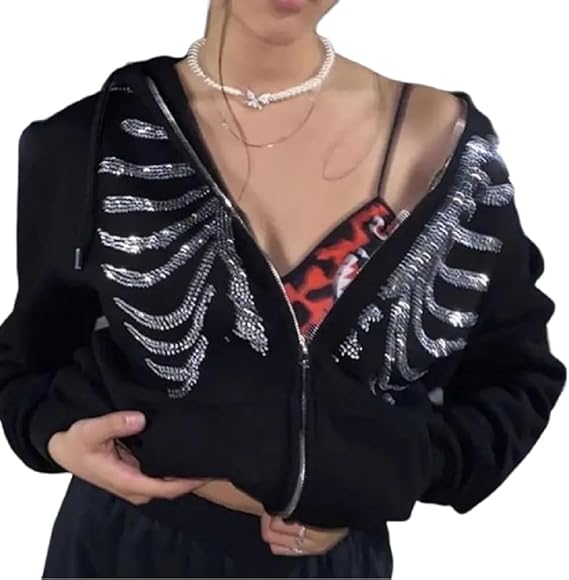 ANKOMINA - sugar skull zip up hoodie mens