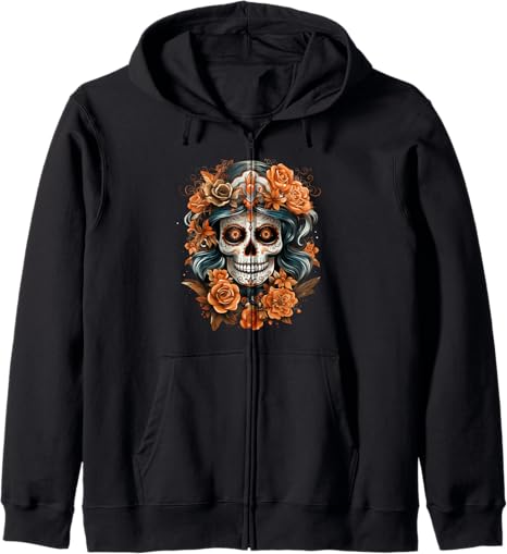 Day Of The Dead Gifts & Sugar Skull Gifts - sugar skull zip up hoodie mens