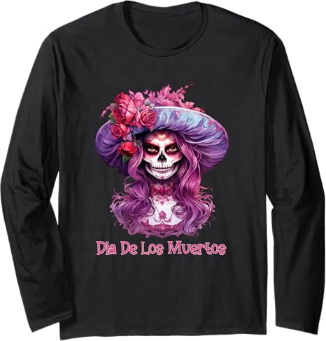 Mexican Culture Floral Gothic Skull Love Mexico - sugar skull long sleeve shirt mens