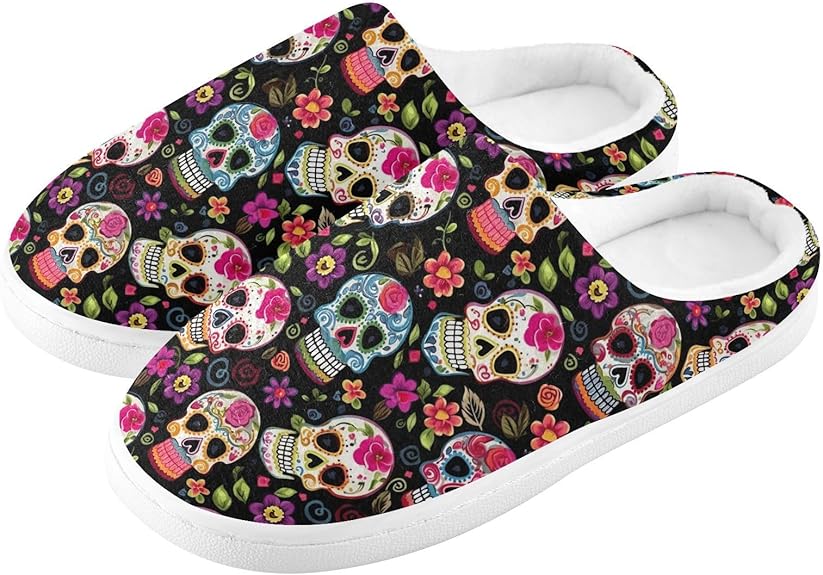 AMmao - sugar skull slippers womens