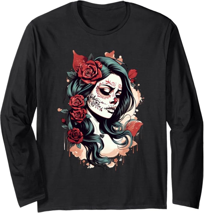 Utopia Sport Sugar Skulls Shop - sugar skull long sleeve shirt mens
