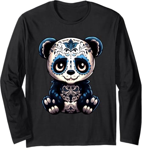 Sugar Skull Panda Tees - sugar skull long sleeve shirt mens