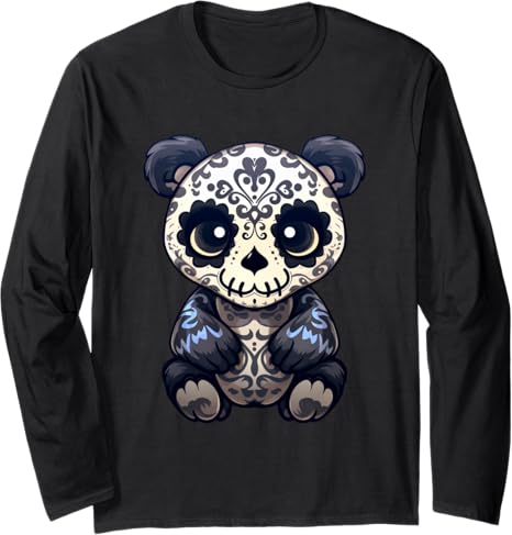 Sugar Skull Panda Tees - sugar skull long sleeve shirt mens