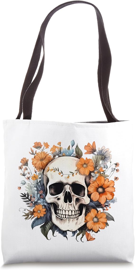 Sugar Skull La Catrina Floral Dia De Los Muertos Tote Bag - sugar skull handbags for sale