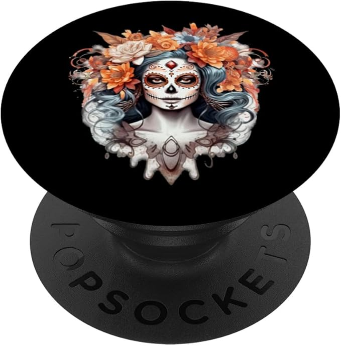 Sugar Skull Woman Flower Tattoo Day Dead Dios De Los Muertos PopSockets Standard PopGrip - sugar skull temporary tattoo