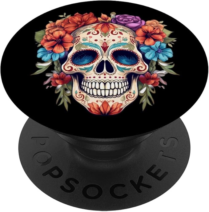 Sugar Skull Flower Tattoo Day Dead Dios Muertos Halloween PopSockets Standard PopGrip - sugar skull temporary tattoo