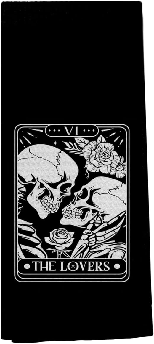 Gothic Couple Kitchen Towels,Goth Valentines D Ay Decor for Kitchen Bathroom Cars,Gothic Valentines Skeleton Gifts for Women,Valentines Day Decor Towels 16x24 - sugar skull oven mitts