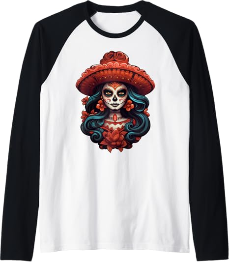 Floral Sugar Day of Dead Authentic Tees - sugar skull t-shirt womens