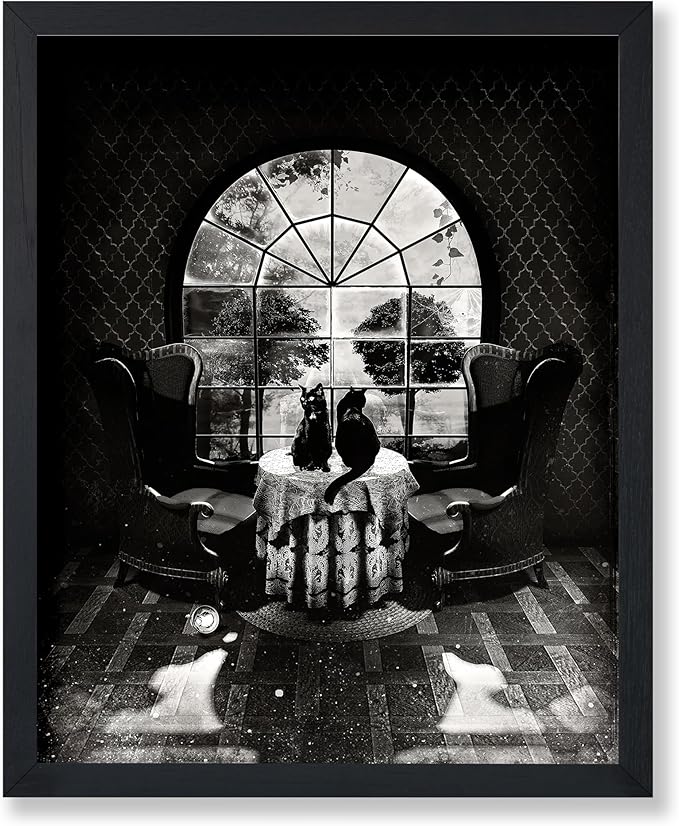 Poster Master Room Skull Poster - Skull Illusion Print - Cat Art - Illusion Art - Black & White Art - Gift for Him, Her, Animal Lover - Gothic Decor for Bedroom, Living Room - 8x10 UNFRAMED Wall Art - sugar skull poster print