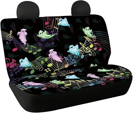 Halloween Ghost Back Seat Cover Universal Seat Protection for Pets Dogs Anti-Dirty Car Seat Protector Soft Car Seat Cushion - sugar skull car pet seat cover