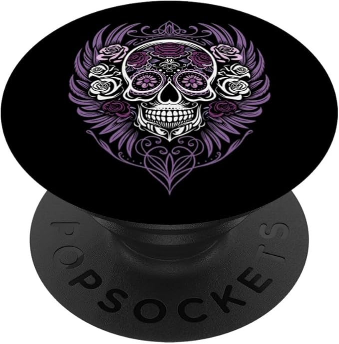 Halloween Sugar Skull with Roses Tattoo Wings and Ornaments PopSockets Standard PopGrip - sugar skull temporary tattoo
