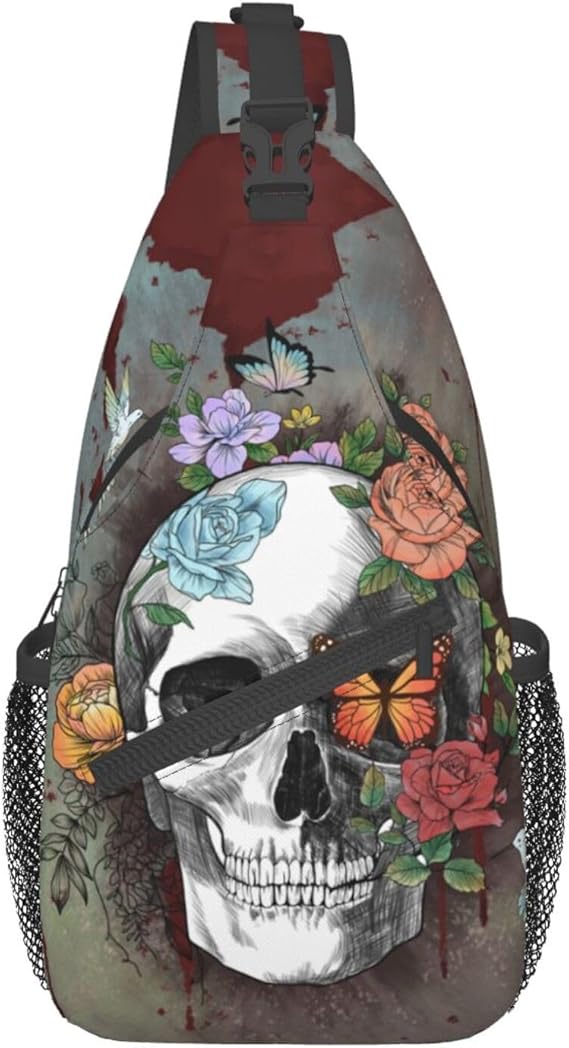 Sling Daypacks,adjustable Rope Crossbody One Shoulder Bag Travel Hiking Cycling for Men Women Gift… - best sugar skull backpack