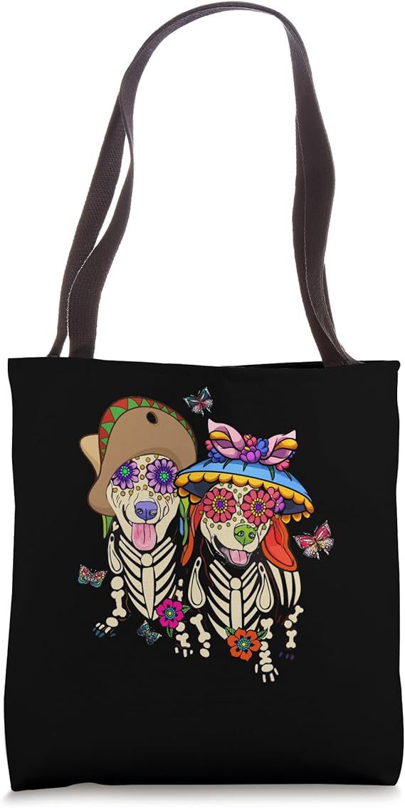 Sugar Skull Mexican Dachshund Bone Halloween Day Of Dead Tote Bag - sugar skull handbags for sale