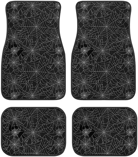 Spider Web Print All Weather Floor Mats for Car SUV & Truck - Automotive Floor Mats 4 Pieces Set (Front & Rear), Heavy Duty Protection - sugar skull car floor mats