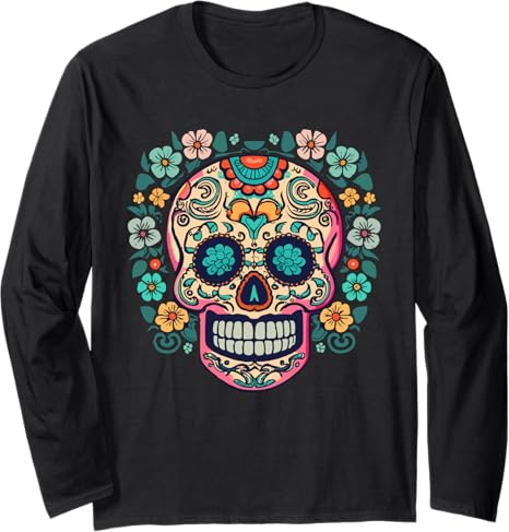 Dia de Los Muertos - Sugar Skull Tee - sugar skull long sleeve shirt mens