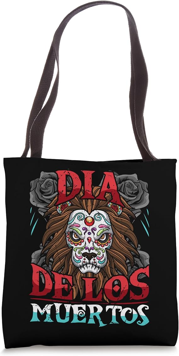 Dia De Los Muertos Lion Sugar Skull Calavera Tote Bag - sugar skull handbags for sale