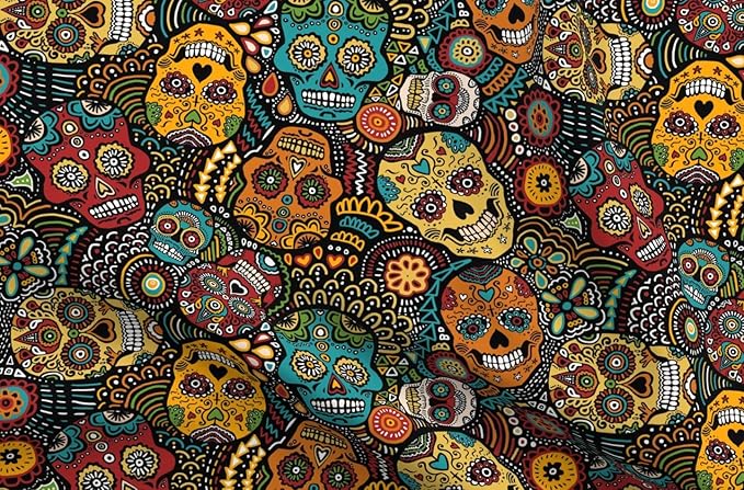 Spoonflower Fabric - Mexican Sugar Skulls Small Calavera Skull Day Dead Mexico Halloween Printed on Petal Signature Cotton Fabric Fat Quarter - Sewing Quilting Apparel Crafts Decor - sugar skull throw pillow