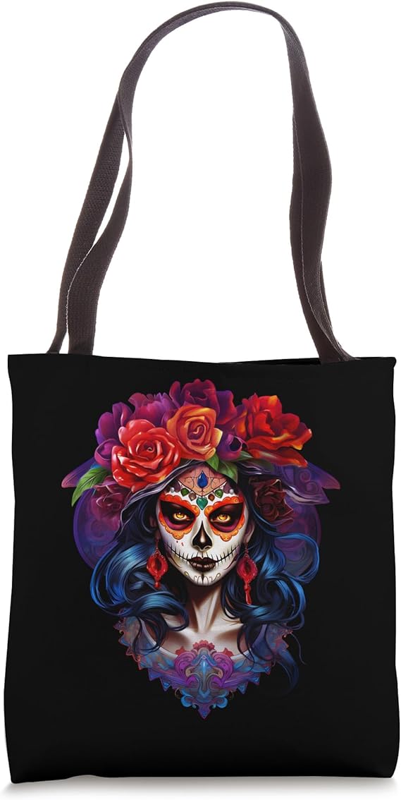 La Catrina Dark Beauty of the Dia de los Muertos Sugar Skull Tote Bag - sugar skull handbags for sale