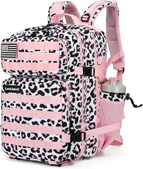 25L Tactical Backpack for Men and Women Military Backpack Army Assault Pack Molle Backpack Small Bug Out Bag Travel Rucksack Daypack (Pink Leopard) - best sugar skull backpack