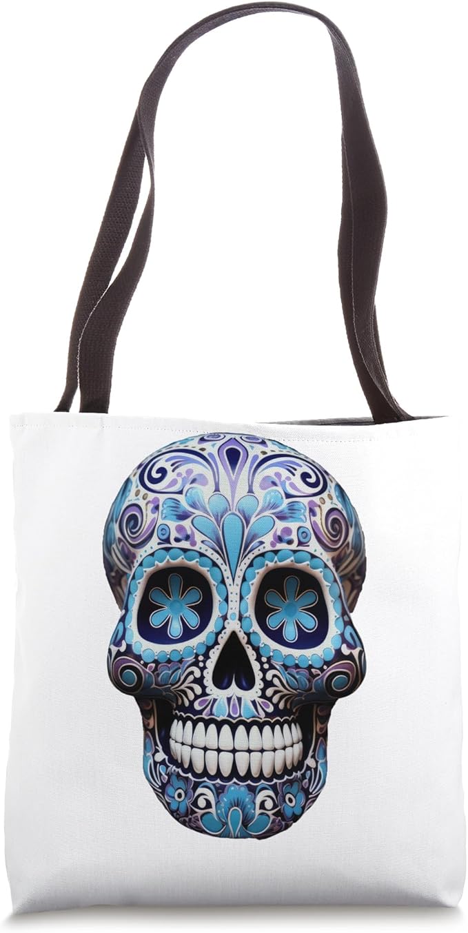 Sugar Skull De Los Muertos Halloween Floral Skull Tote Bag - sugar skull handbags for sale