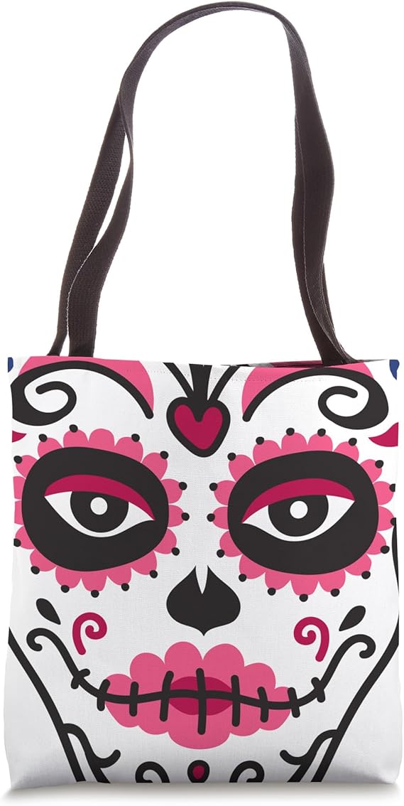 Sugar Skulls Day Of The Dead Traditional Skeleton Skull Tote Bag - sugar skull handbags for sale