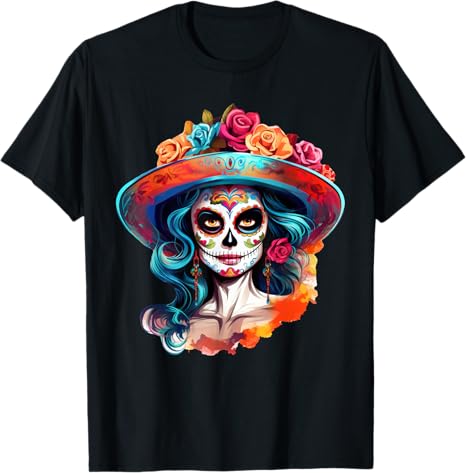 Sugar Skull Style - sugar skull t-shirt womens