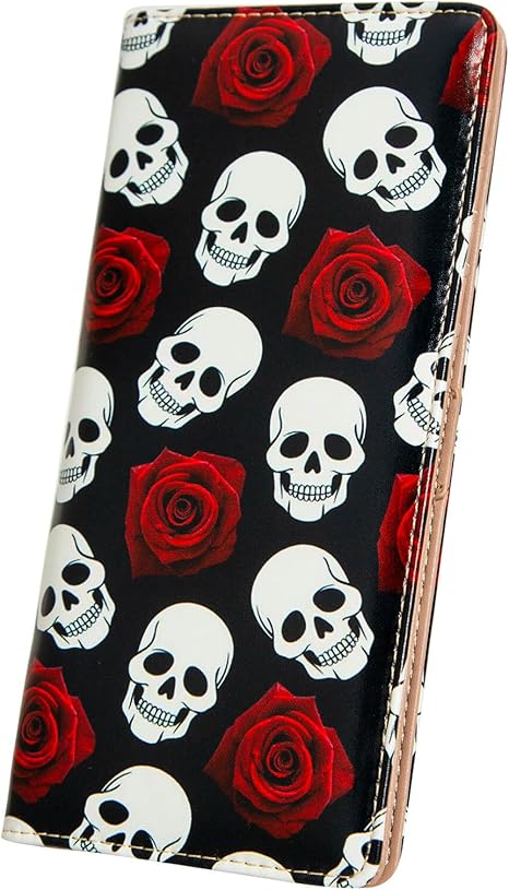 Wallet Women Leather Credit Card Holder with RFID Blocking Large Capacity Slim zipper Wallets for Men Minimalist Coin Purse long clutch wallet (Rose Skull) - sugar skull wallets for women