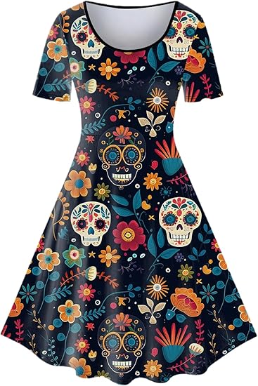 Rgothic - sugar skull dress womens