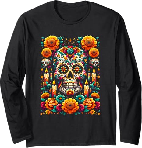 Sugar Skulls Love Beyond Life - sugar skull long sleeve shirt mens