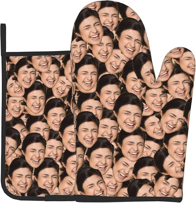 Personalized Oven Mitts, Custom Oven Mitts and Pot Holders with Your Face for Unique Baking,Kitchen Cooking as Christmas, Thanksgiving Gift - sugar skull oven mitts