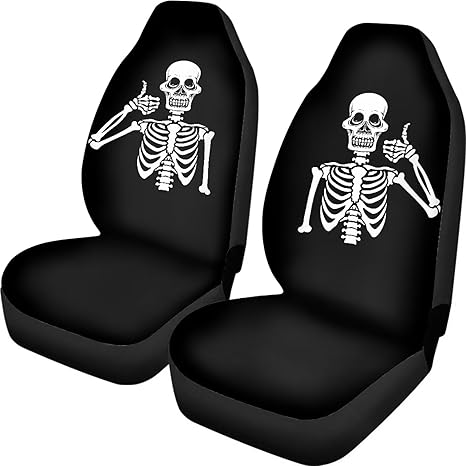 Funny Skull 2 Pcs Car Seat Protector Universal Durable Car Seat Cover Set Waterproof Vehicle Seat Protector Car Mat Covers Car Essentials Fit for Cars,Trucks,Van,SUV - sugar skull car pet seat cover