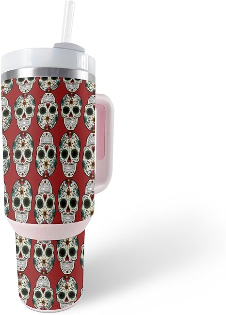 MightySkins Skin Compatible with Stanley The Quencher H2.0 FlowState 30 Oz Tumbler - Sugar Skull | Protective, Durable, and Unique Vinyl Decal wrap Cover | Easy to Apply, Remove, and Change Styles - sugar skull tumbler with straw