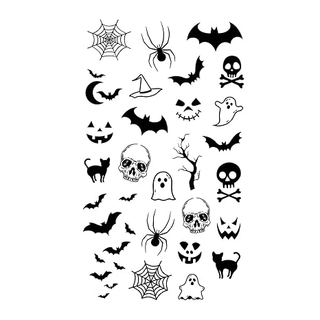 MapofBeauty 2 pcs Black Bat Spider Skeleton Prints Temporary Waterproof Tattoo Sticker - sugar skull temporary tattoo