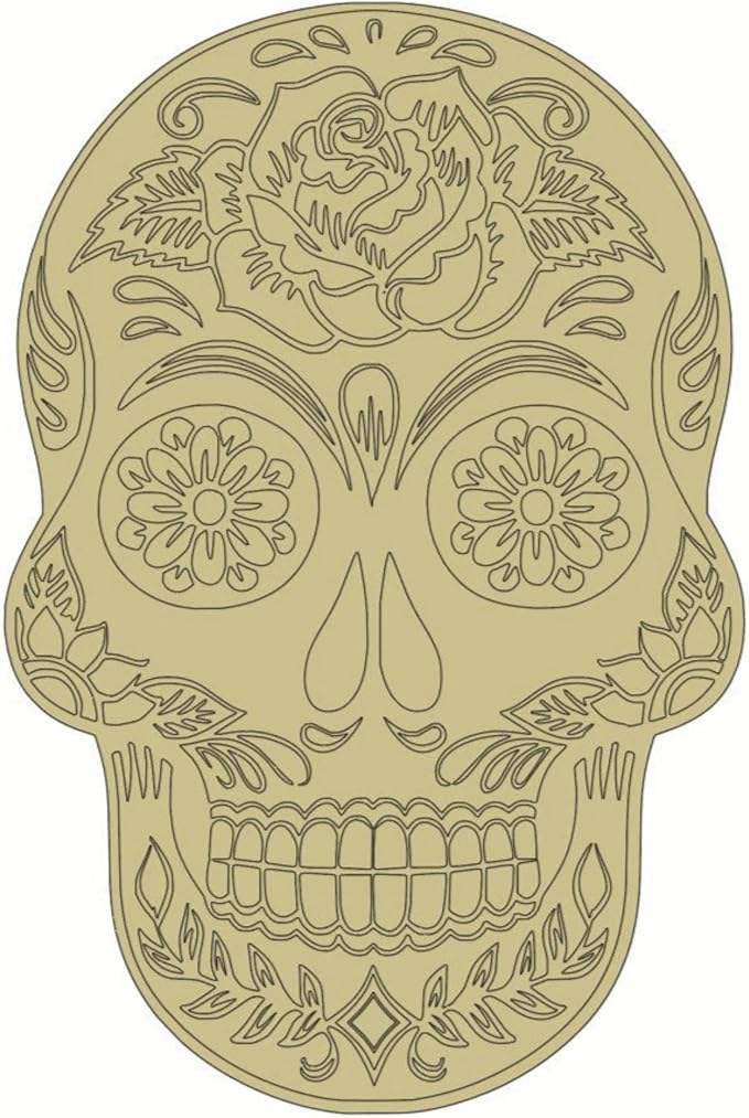 Sugar Skull Wood Cutout Blank Paint by Lines DIY Home Decor Wall Art - Unfinished Wooden Cutout Blanks - sugar skull wreath for front door