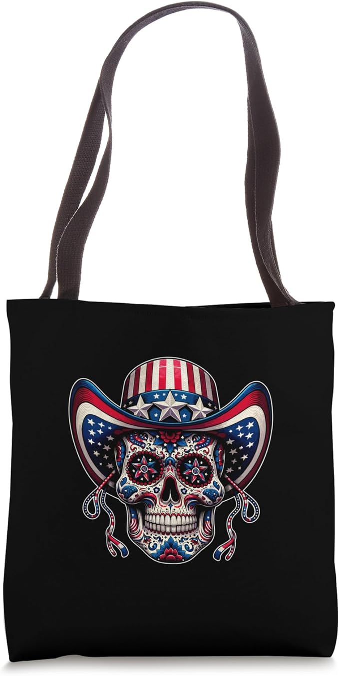 Los Muertos Day of the Dead Sugar Skull 4th Of July Mexico Tote Bag - sugar skull handbags for sale