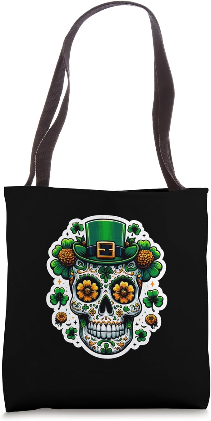 Funny Irish Skull St Patricks Day Sugar Skull Saint Patricks Tote Bag - sugar skull handbags for sale