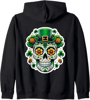 Irish Skull St Patricks Day Sugar Skull - sugar skull hoodie mens