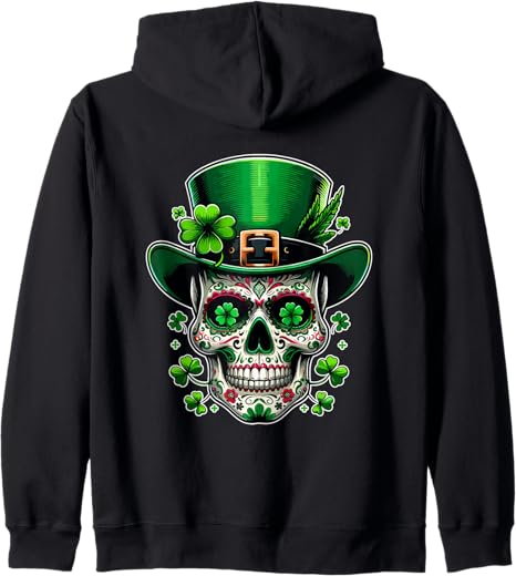 Irish Skull St Patricks Day Sugar Skull - sugar skull hoodie mens