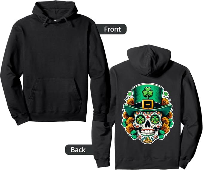 Irish Skull St Patricks Day Sugar Skull - sugar skull hoodie mens