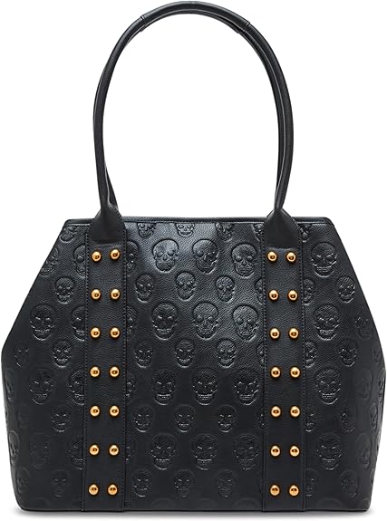 Betsey Johnson Skull Boss Trap Tote - canvas sugar skull tote bag