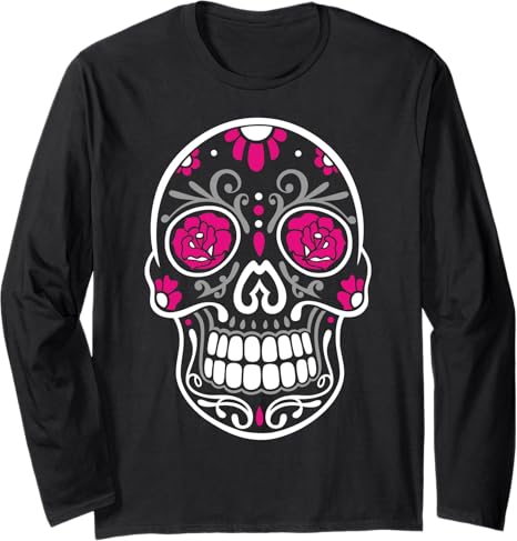 Sugar Skull Designs by Christine Krahl - sugar skull long sleeve shirt mens