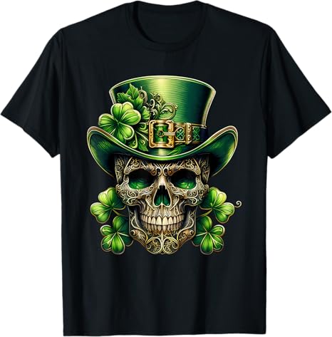 Saint Paddys Patricks Sugar Skull Leprechaun XIE - sugar skull t-shirt womens