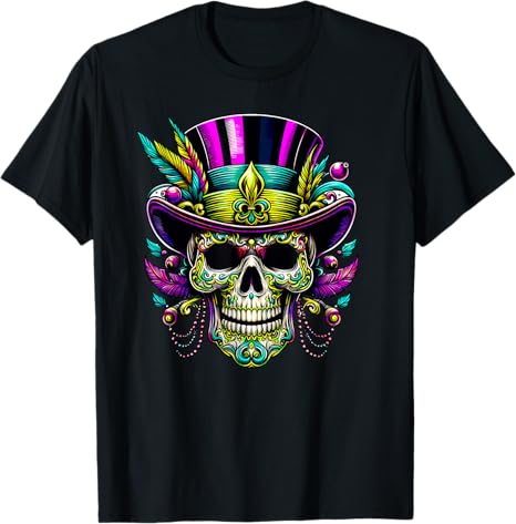 Sugar Skull Mardi Gras Party for Men Women Tees - sugar skull beanie