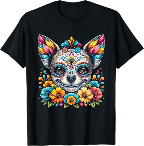 Chihuahua Dog Cinco De Mayo Sugar Skull Flower - sugar skull t-shirt womens
