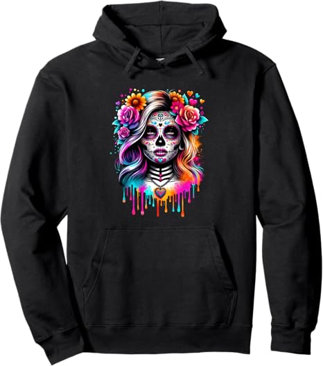Cinco De Mayo Sugar Skull Girl Women Flower - sugar skull hoodie mens