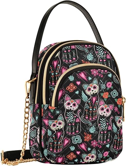 Small Cross body Bags for Women Quilted Crossbody Cell Phone Shoulder Purse Handbags Wallet Detachable Chain Bag - sugar skull handbags for sale